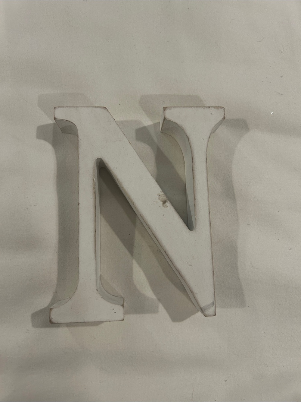 White Decorative Letter N Wall Accent